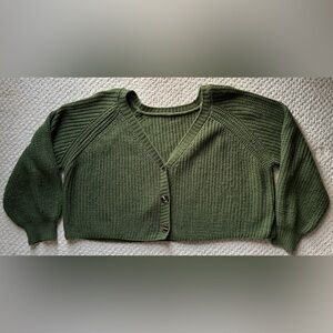 Cropped Green Cardigan